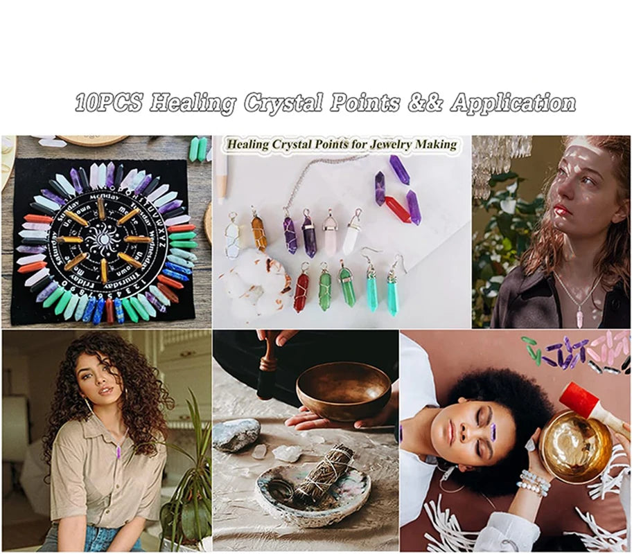 Set de 10 Cristaux Naturels d’Équilibrage Chakras - Collection "Énergies Sacrées"